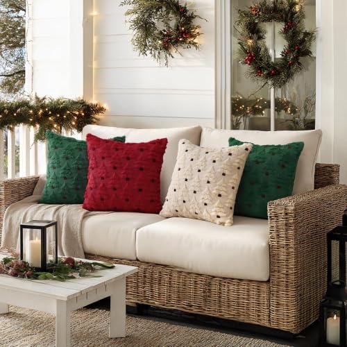 Christmas Tree Decorative Throw Pillow Covers 20x20 Inch Burgundy in 20x20 Inch in Burgundy, alternate view 5