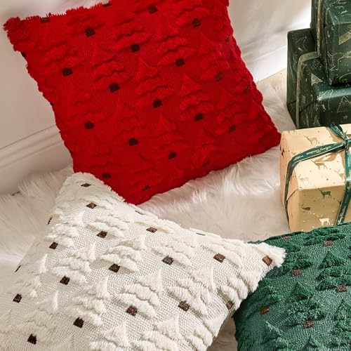 Christmas Tree Decorative Throw Pillow Covers 20x20 Inch Red in 20x20 Inch in Red, alternate view 2