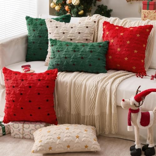 Christmas Tree Decorative Throw Pillow Covers 20x20 Inch Red in 20x20 Inch in Red, alternate view 4