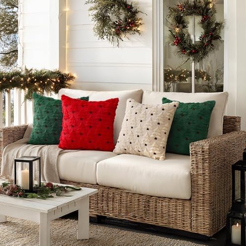 Christmas Tree Decorative Throw Pillow Covers 20x20 Inch Red in 20x20 Inch in Red, alternate view 5
