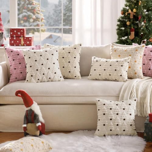 Christmas Tree Decorative Throw Pillow Covers 22x22 Inch Beige in 22x22 Inch in Beige, alternate view 5