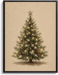 Christmas Tree Framed Wall Art, Christmas Tree with Star Canvas Pictures