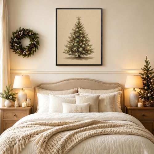 Christmas Tree Framed Wall Art, Christmas Tree with Star Canvas Pictures, alternate view 3