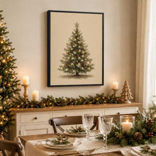 Christmas Tree Framed Wall Art, Christmas Tree with Star Canvas Pictures, alternate view 4