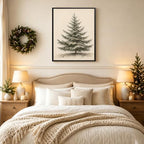 Christmas Tree Framed Wall Art, Vintage Snowy Pine Tree Christmas Pictures, alternate view 3