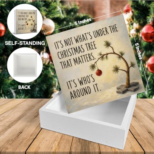 Christmas Tree Home Decor, Inspirational Quotes Christmas Wooden Sign, alternate view 2