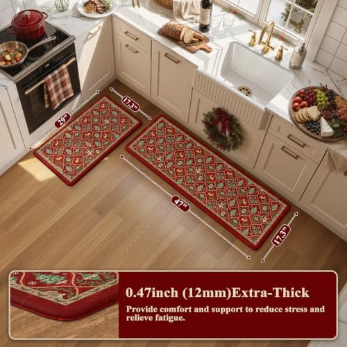 Christmas Tree Kitchen Mats Cushioned Anti Fatigue Kitchen Rugs Set, alternate view 2