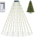 Christmas Tree Lights, 448 LED Waterfall Tree Topper Lights with Remote & 8 Lighting Modes, 8.2FT X 16 Lines