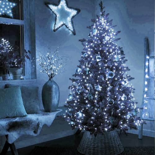 Christmas Tree Lights, 448 LED Waterfall Tree Topper Lights with Remote & 8 Lighting Modes, 8.2FT X 16 Lines, alternate view