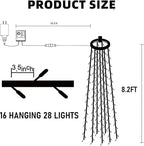 Christmas Tree Lights, 448 LED Waterfall Tree Topper Lights with Remote & 8 Lighting Modes, 8.2FT X 16 Lines, alternate view