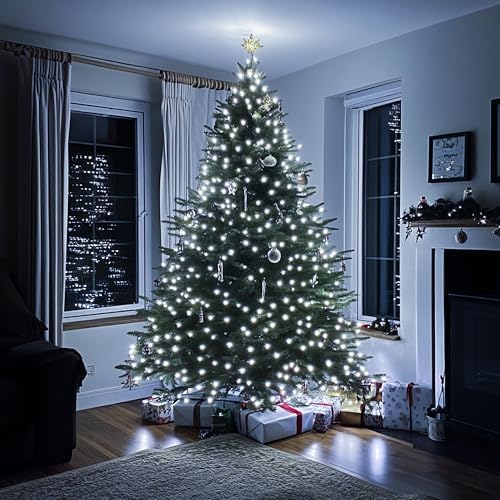 Christmas Tree Lights, 448 LED Waterfall Tree Topper Lights with Remote & 8 Lighting Modes, 8.2FT X 16 Lines, alternate view