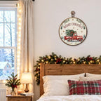 Christmas Tree Red Truck Round Framed Wall Art 10"x10", alternate view 4