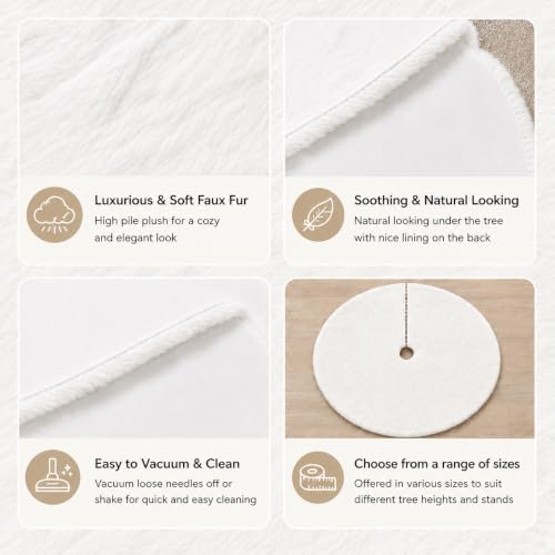 Christmas Tree Skirt, 24 Inch White Soft Faux Fur Tree Skirts Plush Christmas Decorations, White Ornaments, alternate view 3