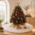Christmas Tree Skirt, 24 Inch White Soft Faux Fur Tree Skirts Plush Christmas Decorations, White Ornaments, alternate view 6