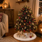 Christmas Tree Skirt, 30 Inch White Soft Faux Fur Tree Skirts Plush Christmas Decorations, White Ornaments, alternate view 6