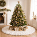Christmas Tree Skirt, 36 Inch White Soft Faux Fur Tree Skirts Plush Christmas Decorations, White Ornaments