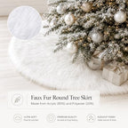 Christmas Tree Skirt, 36 Inch White Soft Faux Fur Tree Skirts Plush Christmas Decorations, White Ornaments, alternate view 4