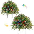 Christmas Tree Urn Filler, Battery Operated with Timer, Pre-lit Warm White & Multi-Color Changing LED Lights