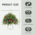 Christmas Tree Urn Filler, Battery Operated with Timer, Pre-lit Warm White & Multi-Color Changing LED Lights, alternate view