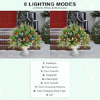 Christmas Tree Urn Filler, Battery Operated with Timer, Pre-lit Warm White & Multi-Color Changing LED Lights, alternate view