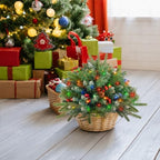 Christmas Tree Urn Filler, Battery Operated with Timer, Pre-lit Warm White & Multi-Color Changing LED Lights, alternate view