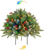 Christmas Tree Urn Filler, Battery Operated with Timer, Pre-lit Warm White & Multi-Color Changing LED Lights