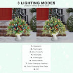 Christmas Tree Urn Filler, Battery Operated with Timer, Pre-lit Warm White & Multi-Color Changing LED Lights, alternate view