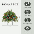 Christmas Tree Urn Filler, Battery Operated with Timer, Pre-lit Warm White & Multi-Color Changing LED Lights, alternate view
