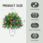 Christmas Tree Urn Filler, Battery Operated with Timer, Pre-lit Warm White & Multi-Color Changing LED Lights, alternate view