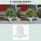 Christmas Tree Urn Filler, Battery Operated with Timer, Pre-lit Warm White & Multi-Color Changing LED Lights, alternate view