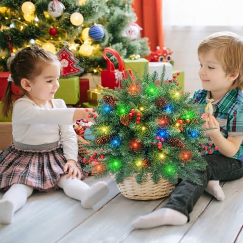 Christmas Tree Urn Filler, Battery Operated with Timer, Pre-lit Warm White & Multi-Color Changing LED Lights, alternate view
