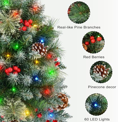 Christmas Tree Urn Filler with Timer, Pre-lit Warm White & Multi-Color Changing LED Lights, Artificial Xmas Tree, alternate