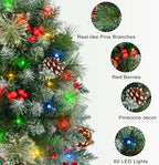 Christmas Tree Urn Filler with Timer, Pre-lit Warm White & Multi-Color Changing LED Lights, Artificial Xmas Tree, alternate