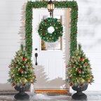 Christmas Tree Urn Filler with Timer, Pre-lit Warm White & Multi-Color Changing LED Lights, Artificial Xmas Tree, alternate