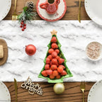 Christmas Trees Soft Plush Faux Fur Jacquard Christmas Table Runner, Holiday Kitchen Dining Table Decoration for, alternate