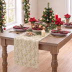 Christmas Trees Stars Soft Plush Faux Fur Jacquard Christmas Table Runner, Holiday Dining Table Decoration for, alternate