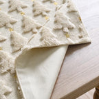 Christmas Trees Stars Soft Plush Faux Fur Jacquard Christmas Table Runner, Holiday Dining Table Decoration for, alternate