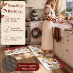 Christmas Winter Snow Cabin Anti Fatigue Kitchen Floor Mats, Red in Red, alternate view 3