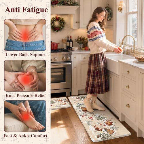 Christmas Winter Snow Cabin Kitchen Mats Cushioned Anti Fatigue, alternate view 4