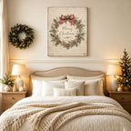 Christmas Wreath Canvas Wall Art, Farmhouse Merry Christmas Canvas Prints, alternate view 3