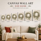Christmas Wreath Canvas Wall Art, Rustic Farmhouse Green Bow Canvas Prints, alternate view 6