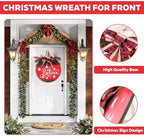 Christmas Wreath Sign for Front Door, 12 Inch Merry Christmas Welcome Hanging Decor with Bow, Rustic Farmhouse, alternate