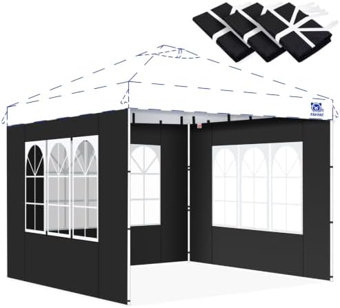 Church Sidewalls for 10x10 Pop Up Canopy, Black(3Pcs Sidewalls Only)