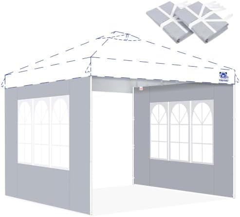 Church Sidewalls for 10x10 Pop Up Canopy, Gray(2Pcs Sidewalls Only)