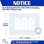 Church Sidewalls for 10x10 Pop Up Canopy, Gray(2Pcs Sidewalls Only), alternate view 3