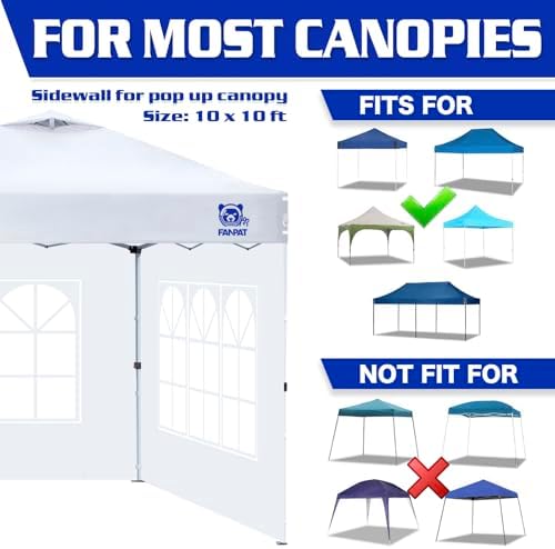 Church Sidewalls for 10x10 Pop Up Canopy, Gray(2Pcs Sidewalls Only), alternate view 6