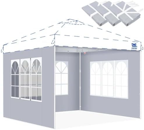 Church Sidewalls for 10x10 Pop Up Canopy, Gray(3Pcs Sidewalls Only)