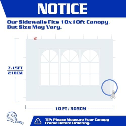 Church Sidewalls for 10x10 Pop Up Canopy, Gray(3Pcs Sidewalls Only), alternate view 3