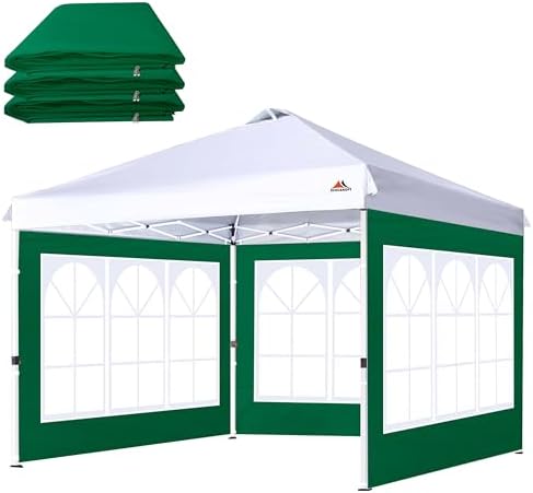 Church Window Sidewall for 10x10 Canopy Frame, 3 Pack Sunwalls Only,(Forest Green)