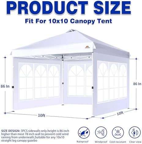 Church Window Sidewall for 10x10 Canopy Frame, 3 Pack Sunwalls Only,(Forest Green), alternate view 2